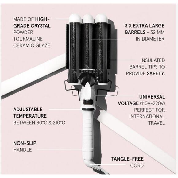 Bondi Boost 3 XL Triple Wave Wand for Beach Boho Waves - Picture 2 of 8